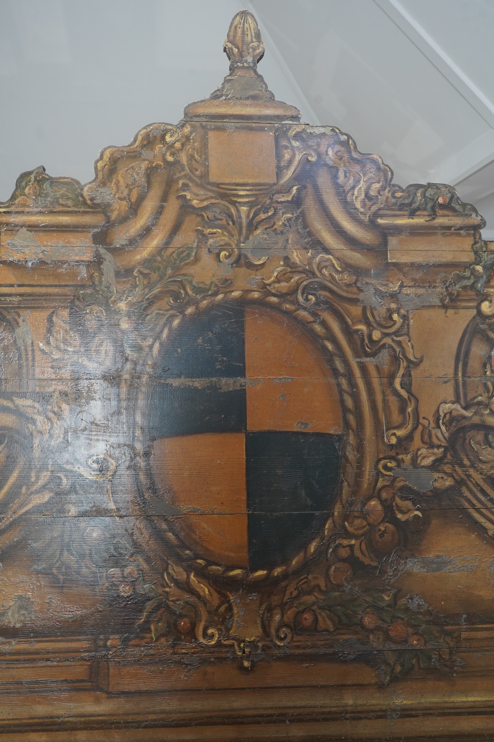 A pair of European painted pine courtyard panels